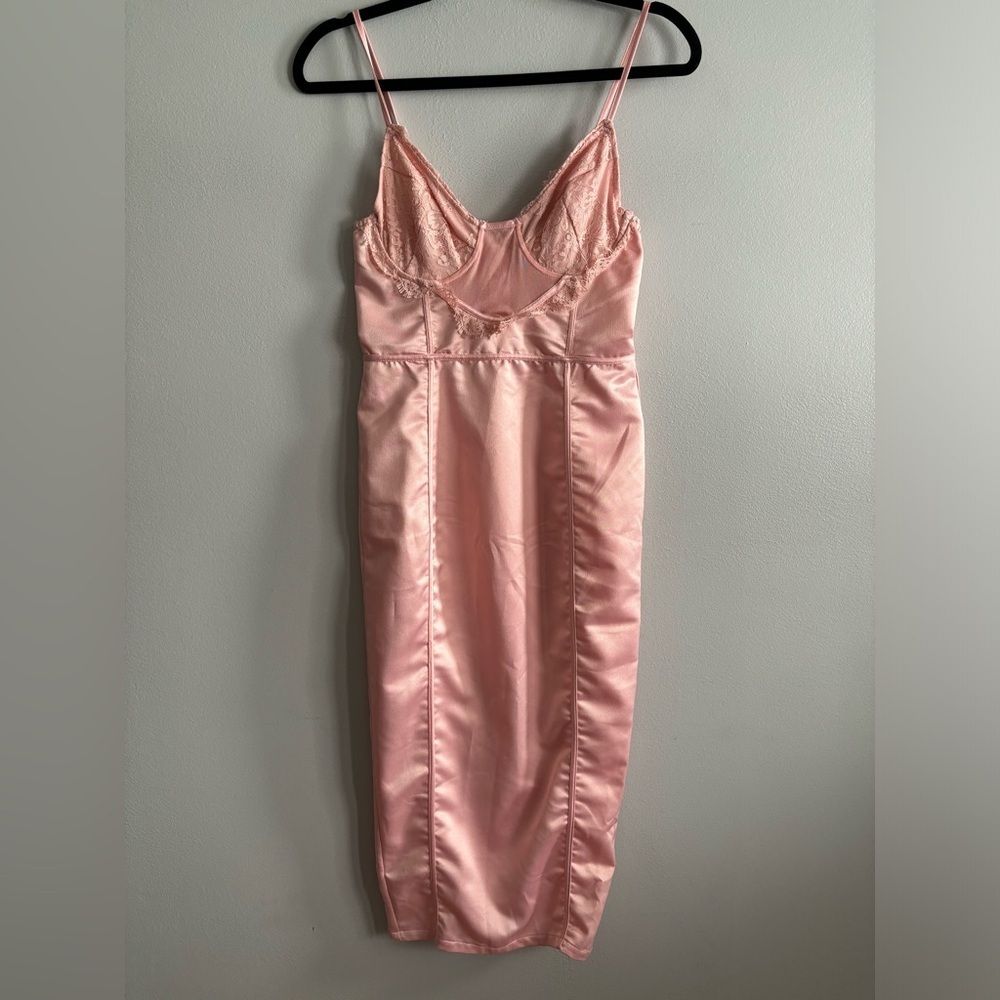 PrettyLittleThing Blush Satin midi dress